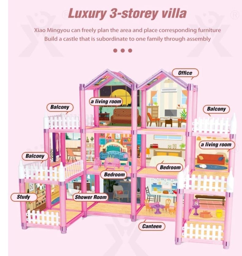 CASA DE MUÑECAS ARMABLE  234 PIEZAS CON MUÑECAS-5