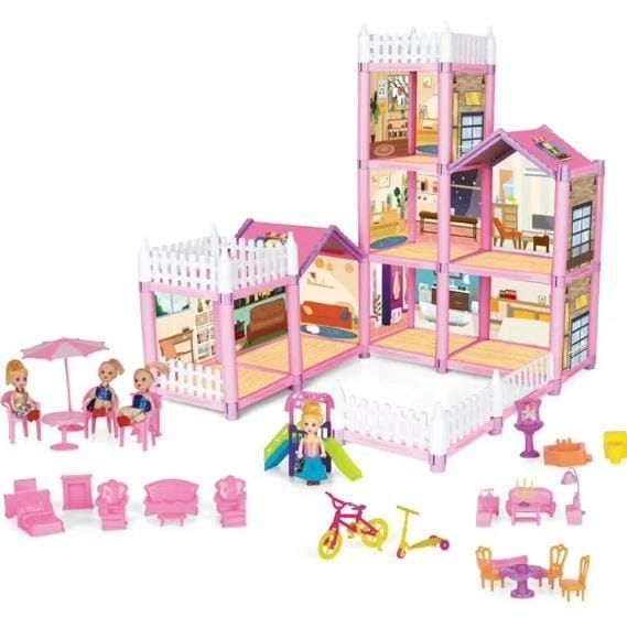 CASA DE MUÑECAS ARMABLE  234 PIEZAS CON MUÑECAS-7