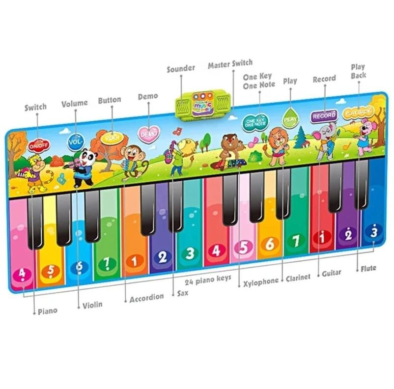 Piano Gigante 180X72 cm Teclado Para Pies Alfombra Musical-4