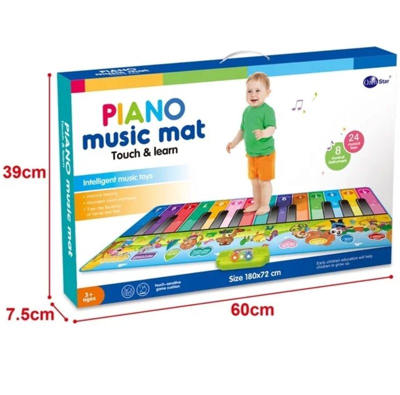Piano Gigante 180X72 cm Teclado Para Pies Alfombra Musical-5