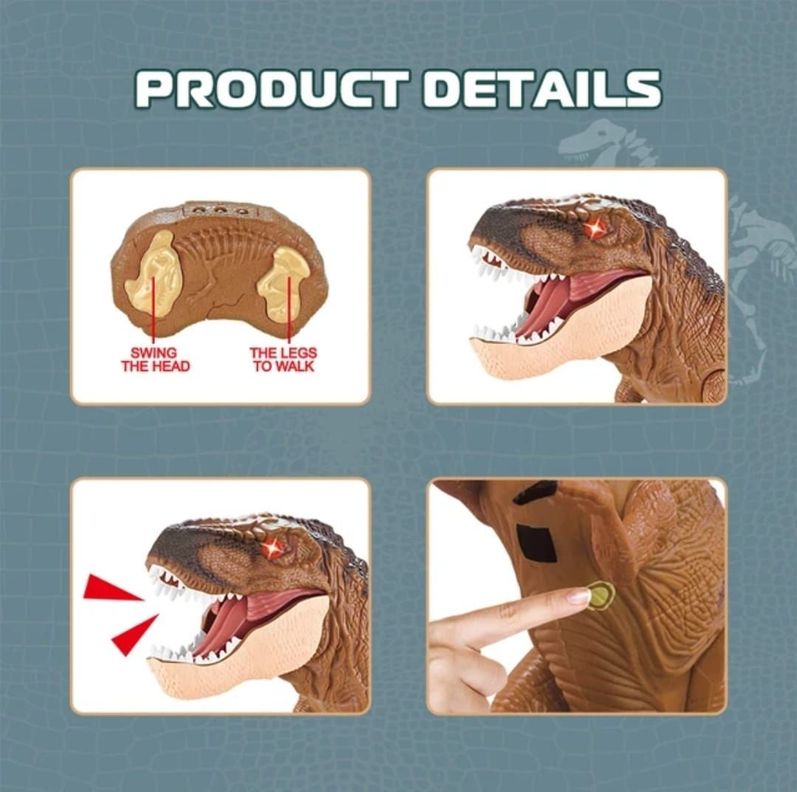DINOSAURIO CONTROL REMOTO GRAN TIRANOSAURIO REX LUZ SONIDO-5