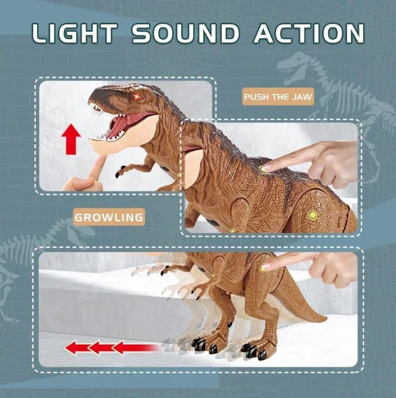 DINOSAURIO CONTROL REMOTO GRAN TIRANOSAURIO REX LUZ SONIDO-6