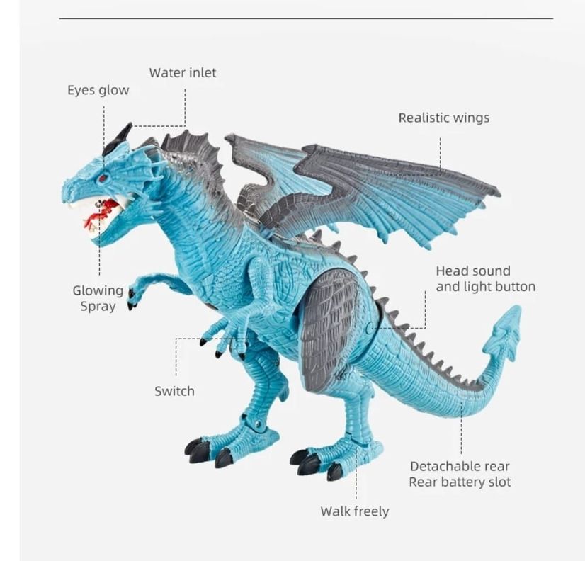 DINOSAURIO CONTROL REMOTO GRAN DRAGON LUZ VAPOR SONIDO-3