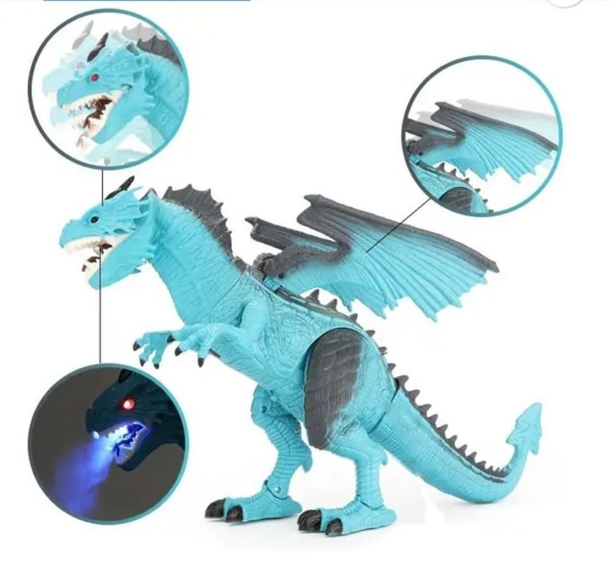 DINOSAURIO CONTROL REMOTO GRAN DRAGON LUZ VAPOR SONIDO-6