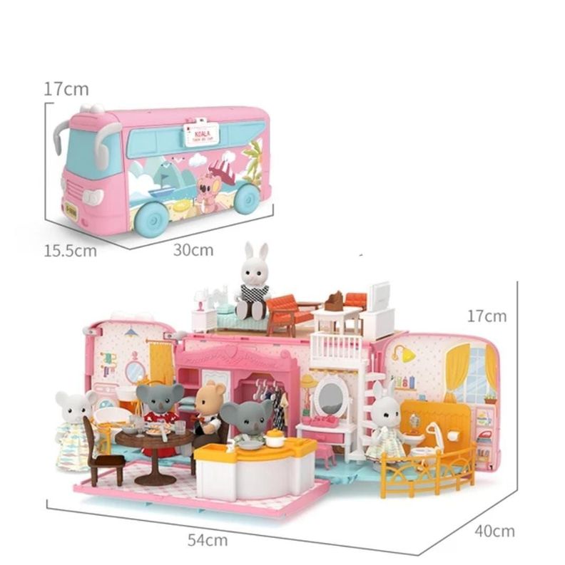BUS KOALA JUGUETE CASA DE MUÑECAS CON ACCESORIOS 72 PIEZAS-3