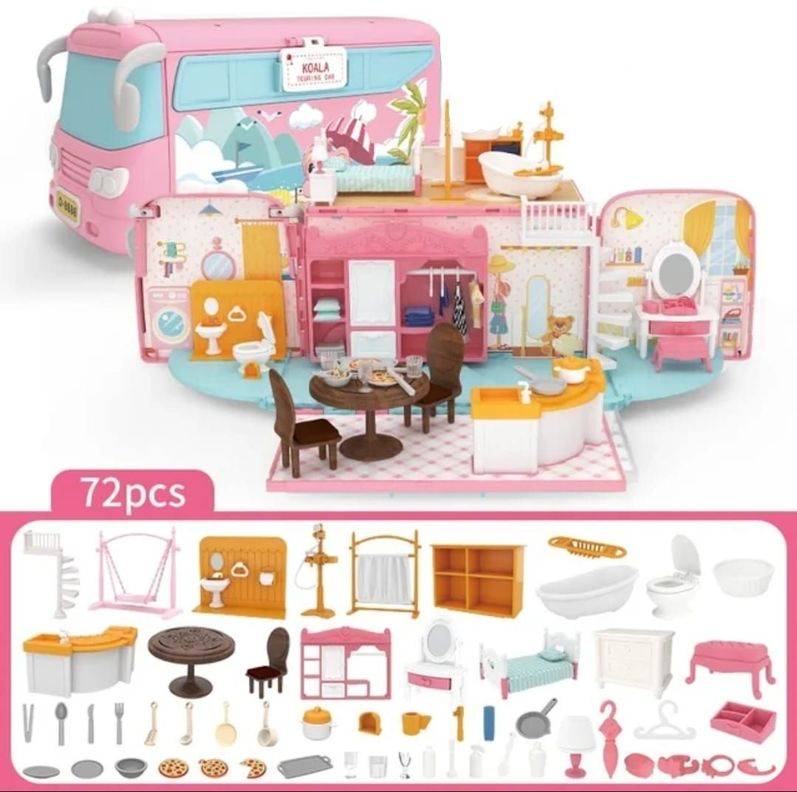 BUS KOALA JUGUETE CASA DE MUÑECAS CON ACCESORIOS 72 PIEZAS-5