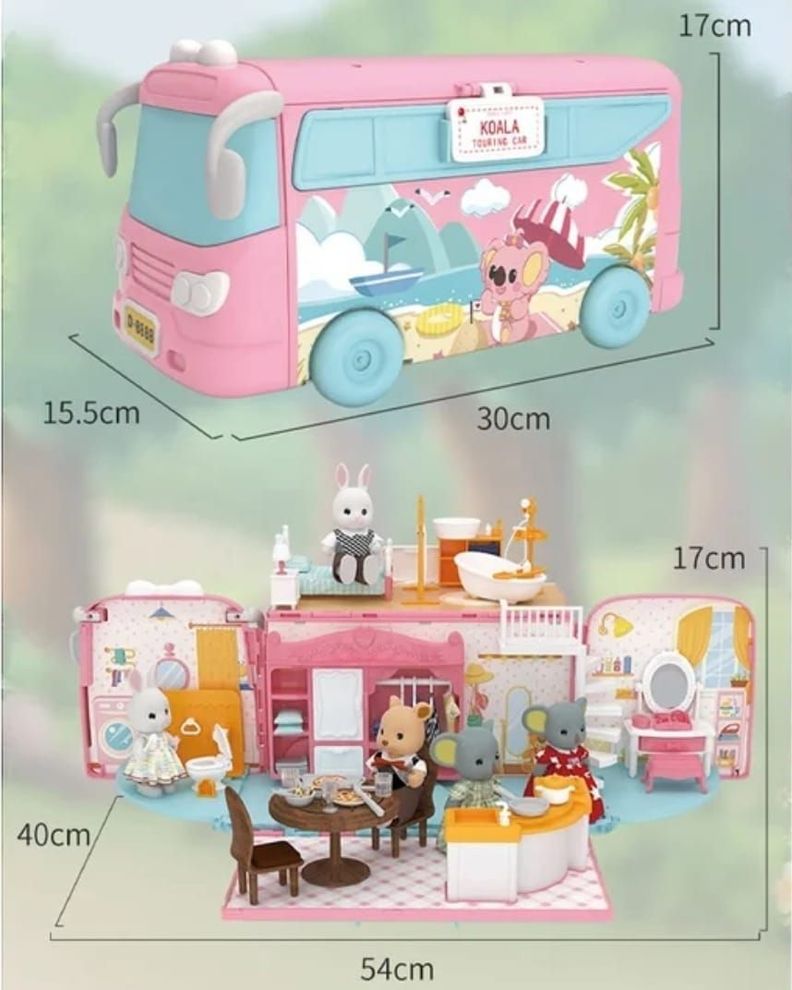 BUS KOALA JUGUETE CASA DE MUÑECAS CON ACCESORIOS 72 PIEZAS-6