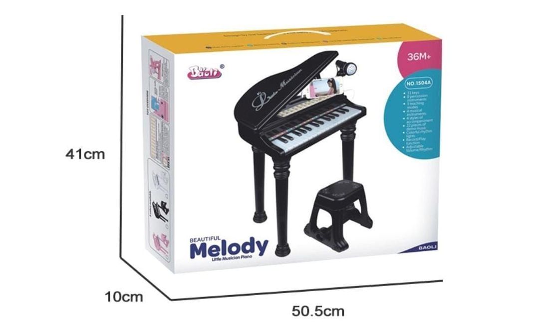 PIANO BAOLI TECLADO NIÑOS 31 TECLAS MICROFONO CONECTOR MP3 NEGRO-1