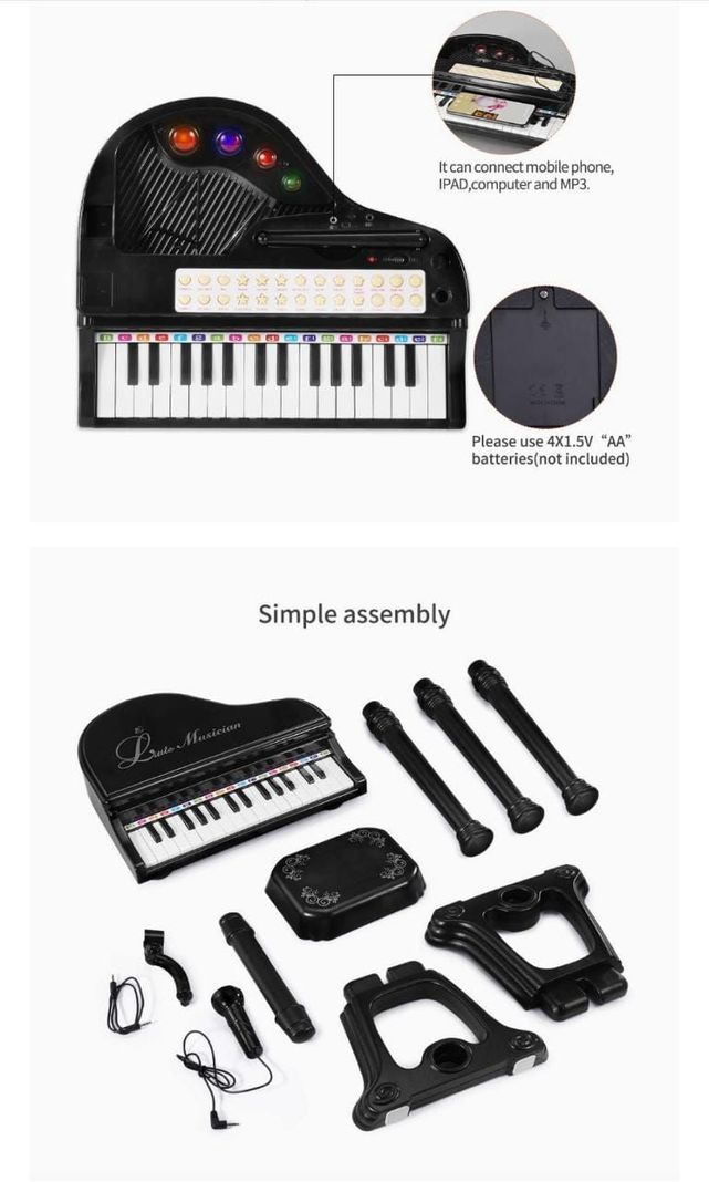 PIANO BAOLI TECLADO NIÑOS 31 TECLAS MICROFONO CONECTOR MP3-4