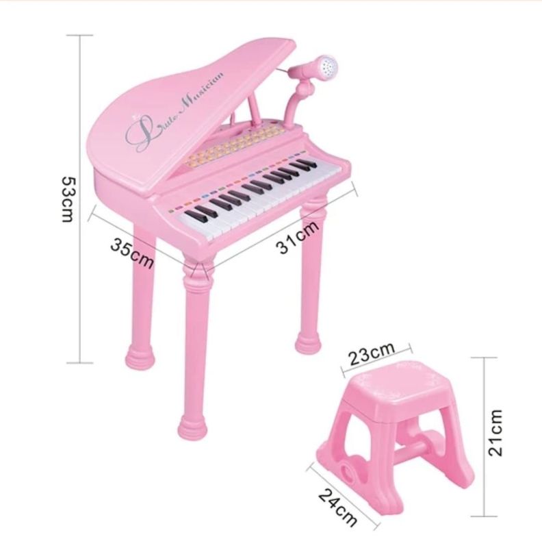 PIANO BAOLI TECLADO NIÑOS 31 TECLAS MICROFONO CONECTOR MP3 ROSADO-1
