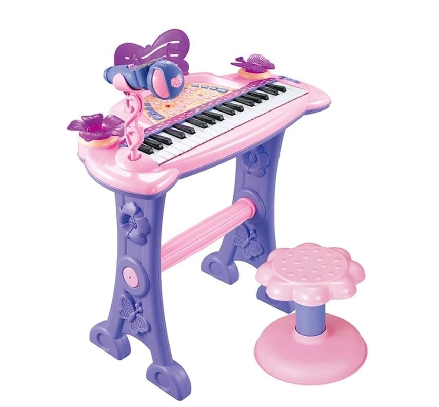 PIANO TECLADO 37 TECLAS MICROFONO CON CONECTOR MP3 Y LUZ-0
