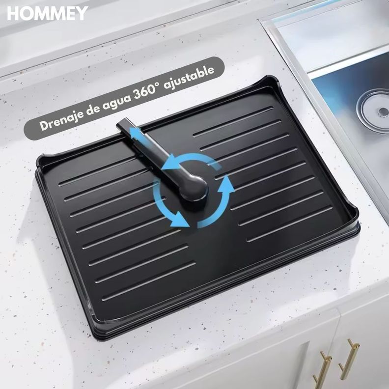 Secaplatos Escurridor 2 Niveles Negro Hommey-2