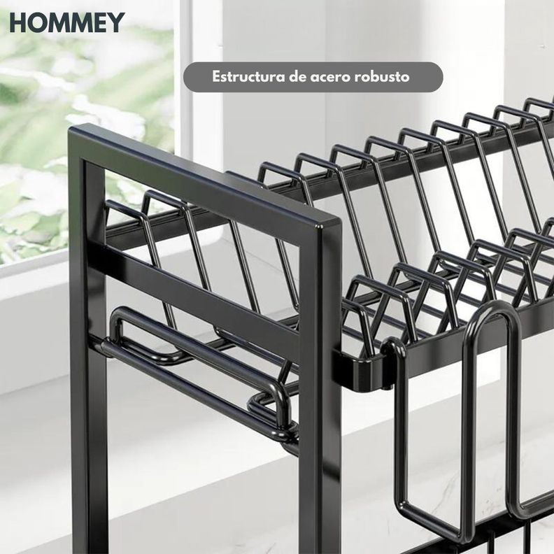 Secaplatos Escurridor 2 Niveles Negro Hommey-4