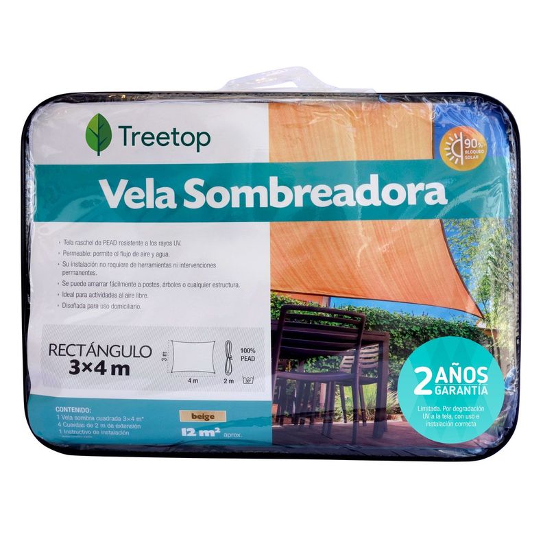 Vela Sombreadora Rectangular de 3.0 x 4.0 Color Beige-0