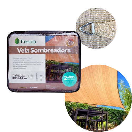 Vela Sombreadora Triangular de 3.0 x 3.0 x 4.2 Color Beige-0