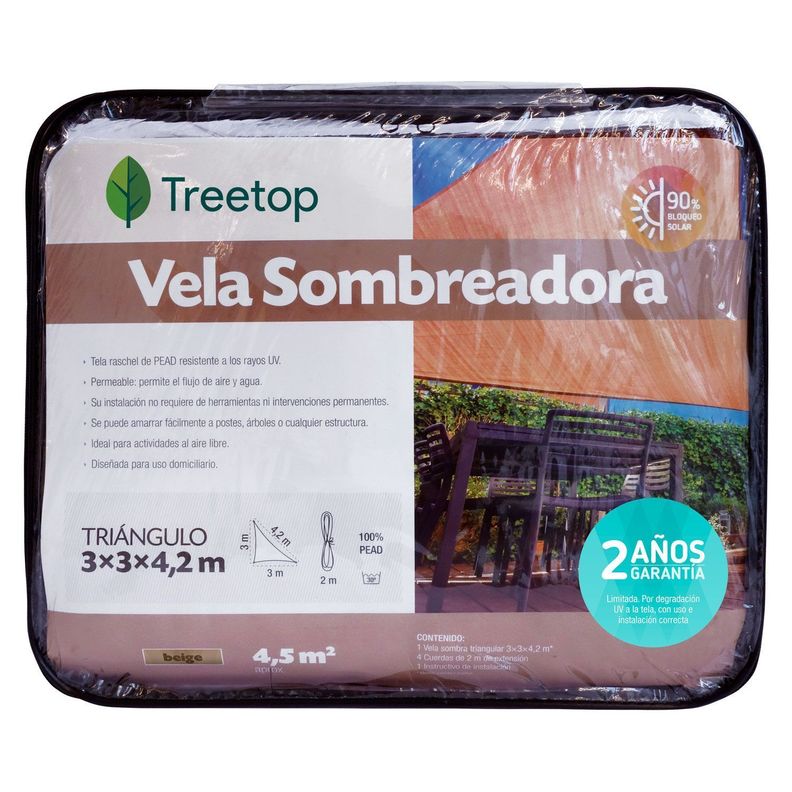 Vela Sombreadora Triangular de 3.0 x 3.0 x 4.2 Color Beige-1
