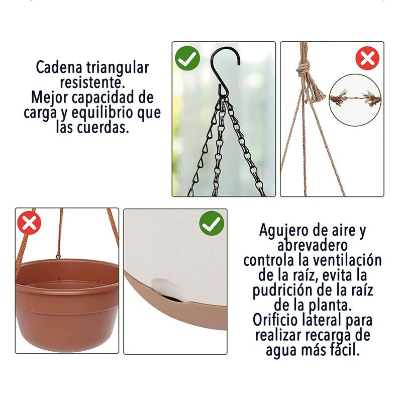 Maceta Colgante con Bandeja Extraíble Blanca L-5