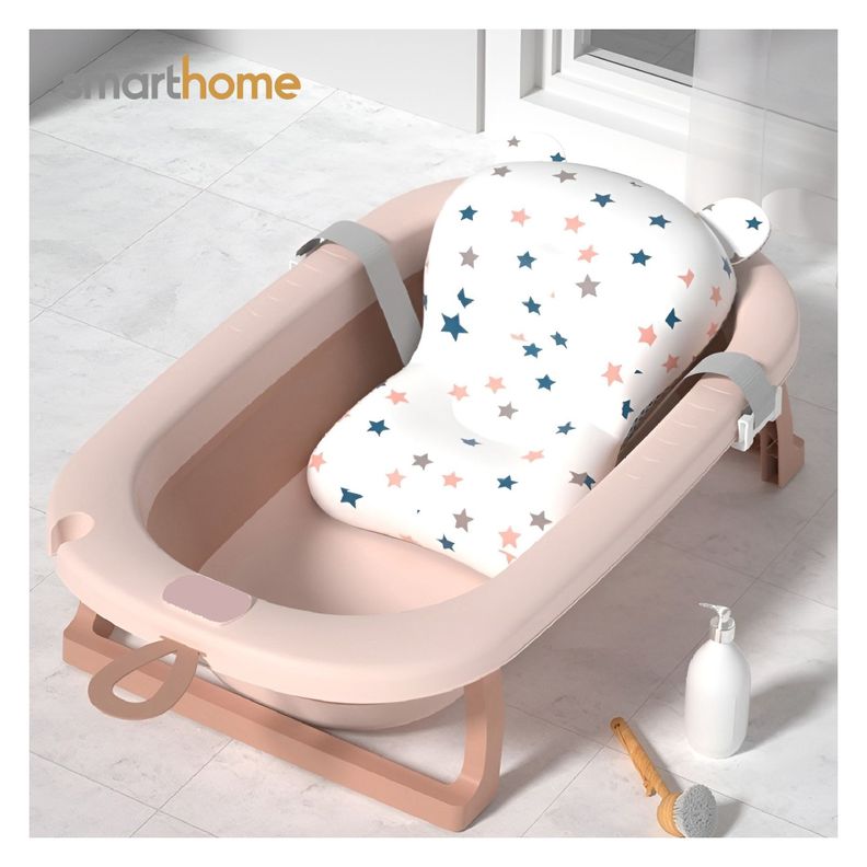 Bañera Plegable para Bebé con Cojín de Baño color Rosa-1