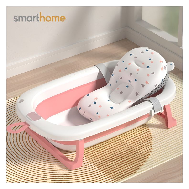 Bañera Plegable para Bebé con Cojín de Baño color Rosa-6