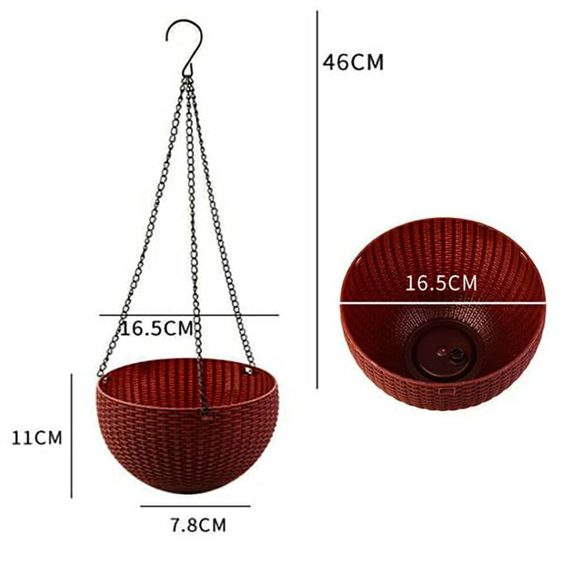 Macetero Colgante Plástico Diseño Ratan Café-4