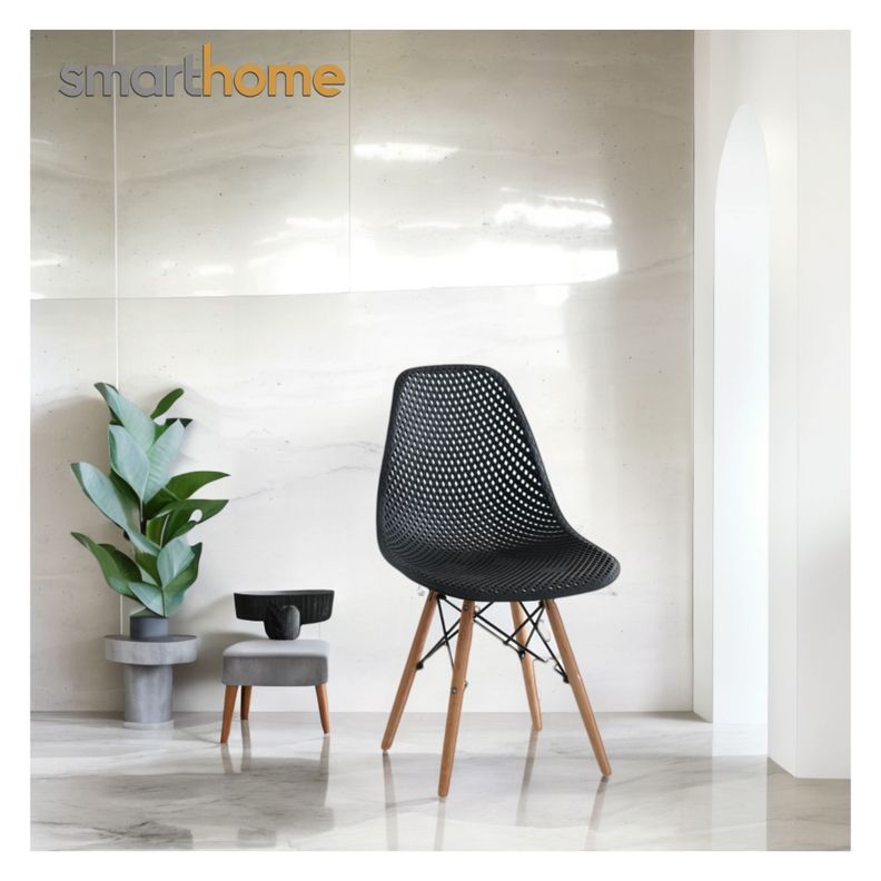 Kit 4 sillas modelo Eames diseño Smarthome color Negro-2