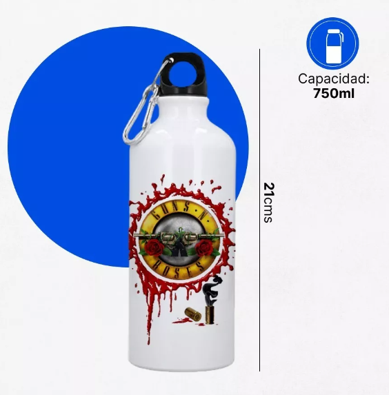 Botella De Aluminio Metálica Guns N Roses Sangre-1