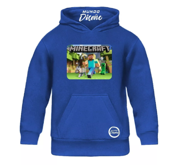 Poleron De Niño Cerrado Con Capucha Minecraft Transfer-1