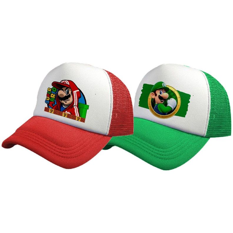 Pack Gorro Jockey Mario Bros Y Luigi Bros Malla-0