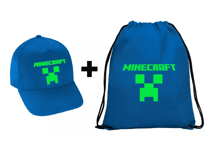 Pack de Jockey+Mochila Poliéster Minecraft Clasico-1