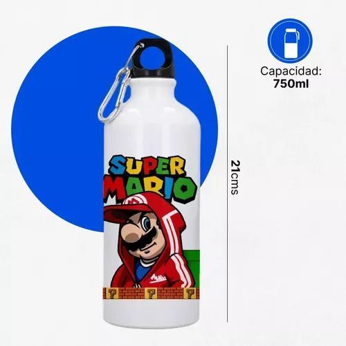 Botella De Agua Metalica Acero Inoxidable Mario Tunel-1