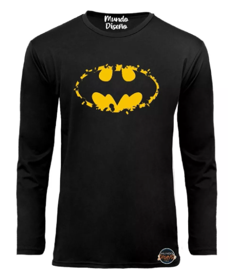 Polera Manga Larga Hombre Liga D La Justicia Batman Rasgado-0