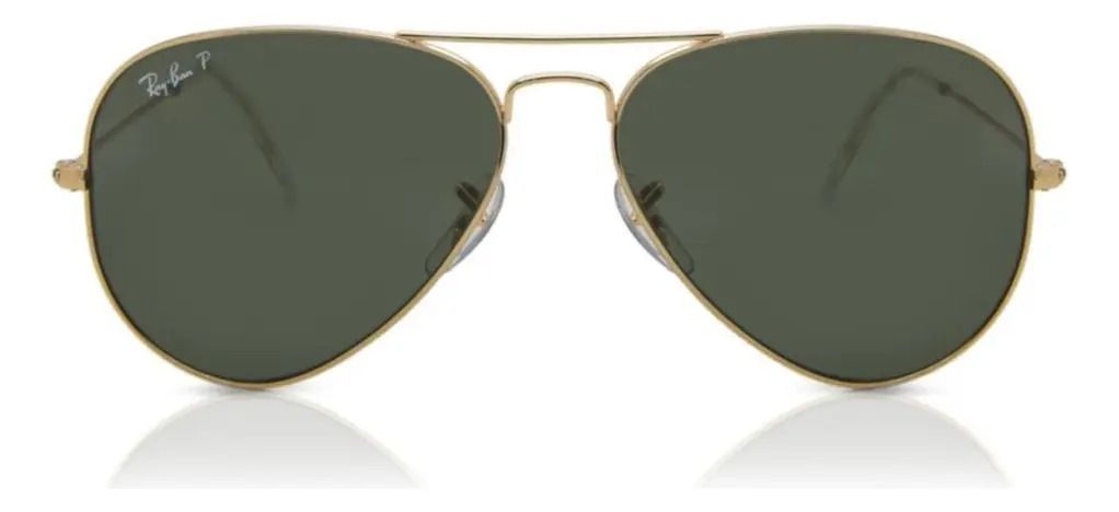 Anteojos Lentes de Sol Ray Ban Aviator RB3025 Polarizado Dorado/Verde 55-14