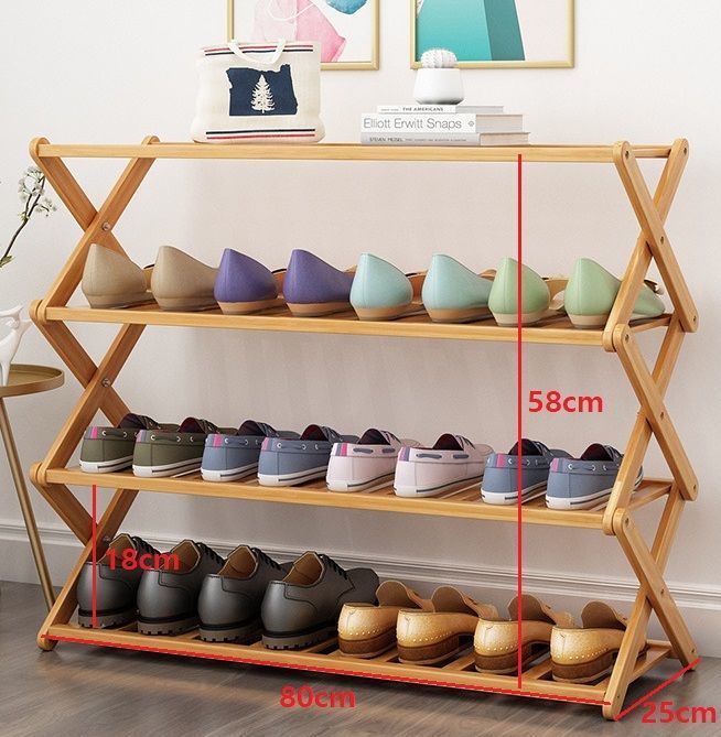 Zapatero Armable De Madera 4 Pisos 80cmx58cm 10462-1