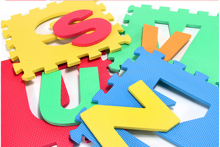 Alfombra Goma Eva Set 10 Cuadros Letras 30x30 Bebes Niños-2
