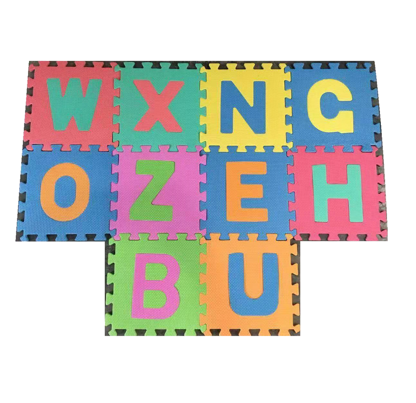 Alfombra Goma Eva Set 10 Cuadros Letras 30x30 Bebes Niños-0