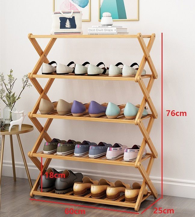 Zapatero Armable De Madera 5 Pisos 60cmx76cm 10463-1