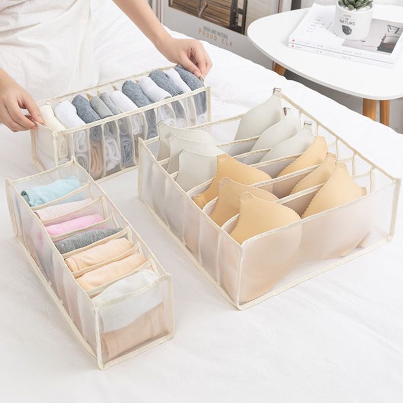Juego De 3 Cajas De Almacenamiento Para Ropa Interior Blanco-1