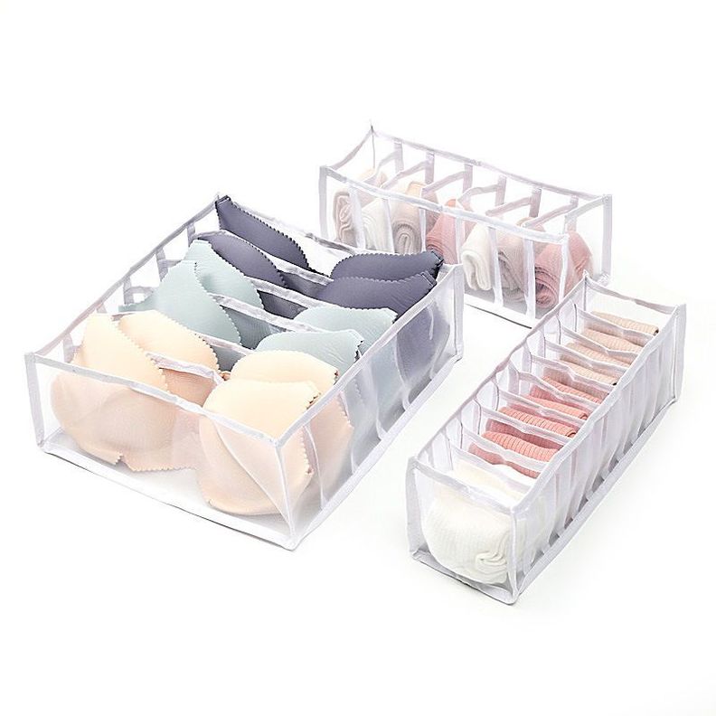 Juego De 3 Cajas De Almacenamiento Para Ropa Interior Blanco-0
