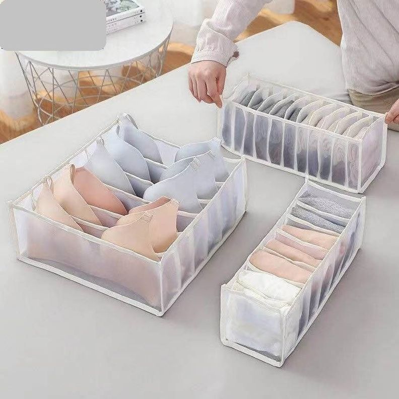 Juego De 3 Cajas De Almacenamiento Para Ropa Interior Blanco-2