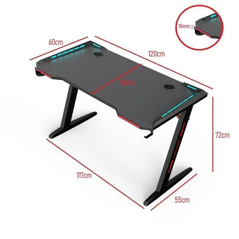 Escritorio Gamer Con Luces Rgb Modelo Z Espesor 18mm, 120x60-1