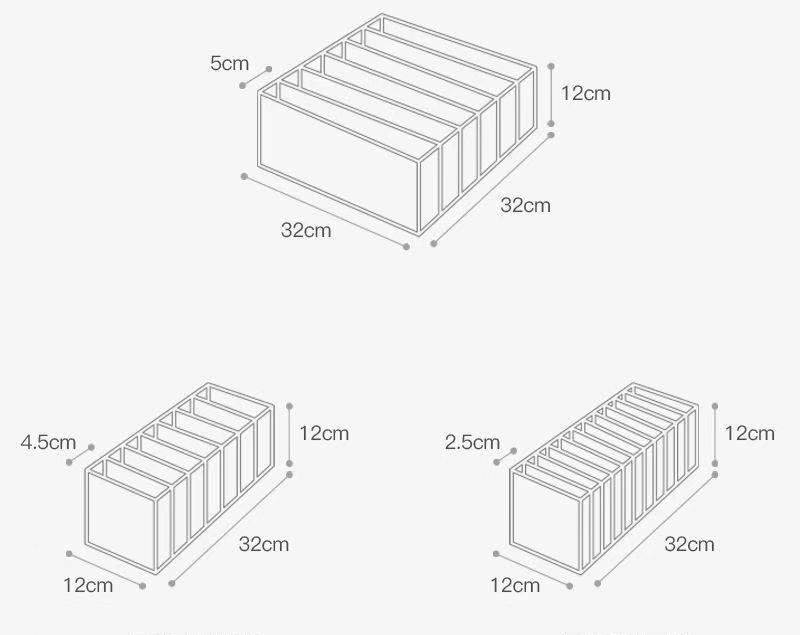 Juego De 3 Cajas De Almacenamiento Para Ropa Interior Gris-5