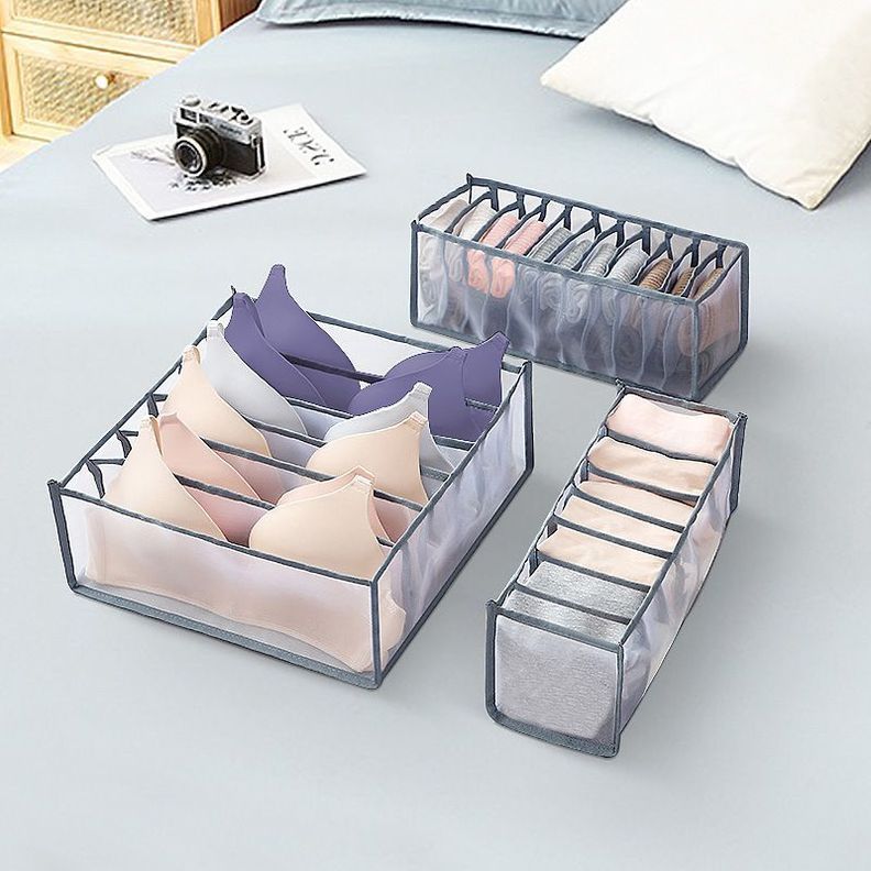 Juego De 3 Cajas De Almacenamiento Para Ropa Interior Gris-2