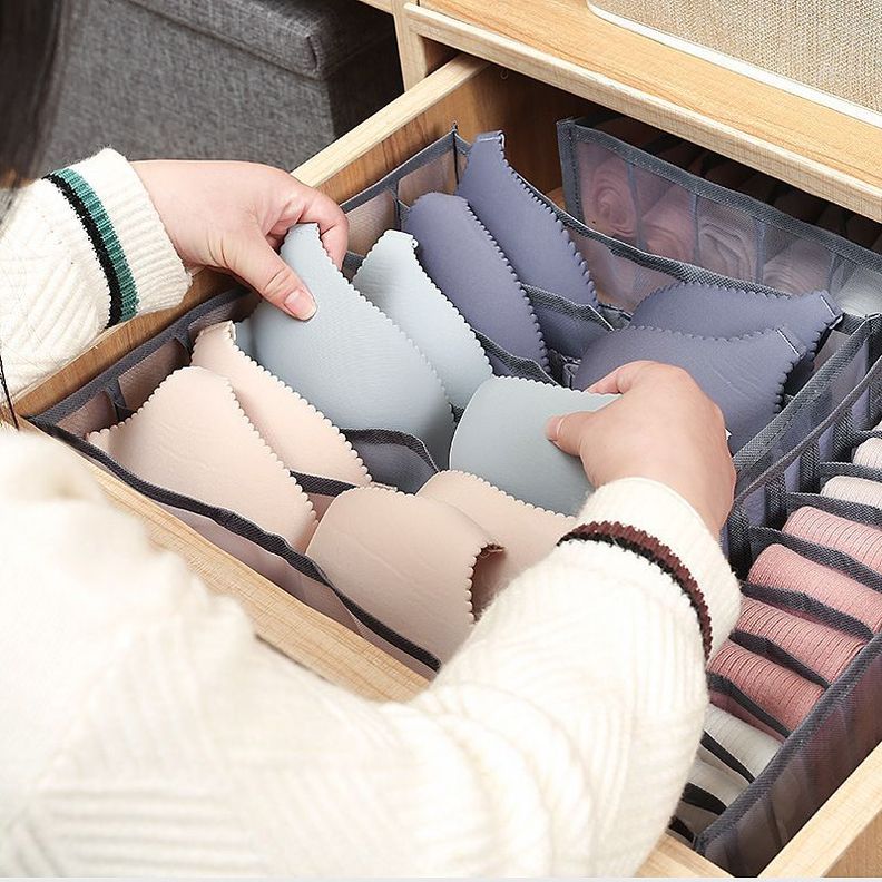 Juego De 3 Cajas De Almacenamiento Para Ropa Interior Gris-4