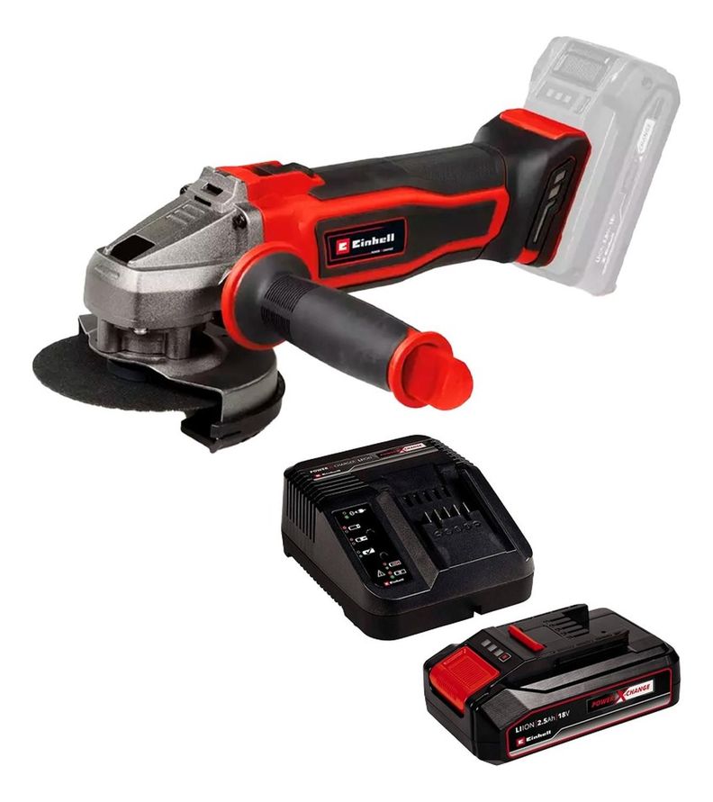 Kit Esmeril Inal. Einhell Te-ag 18/115-2 + Carg Y Bat 2,5 Ah-0