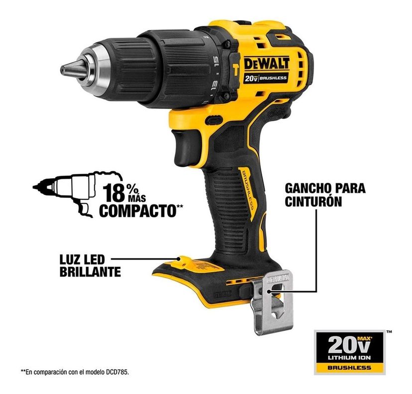 Taladro Percutor Atomic 1/2' 20v + 2 Bat Dewalt Dcd709d2-b2-1