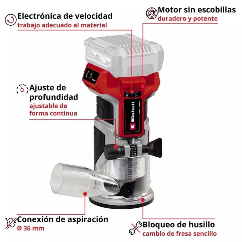 Fresadora De Mano Inal. Einhell Tp-et 18 Li Bl - Sin Batería-1