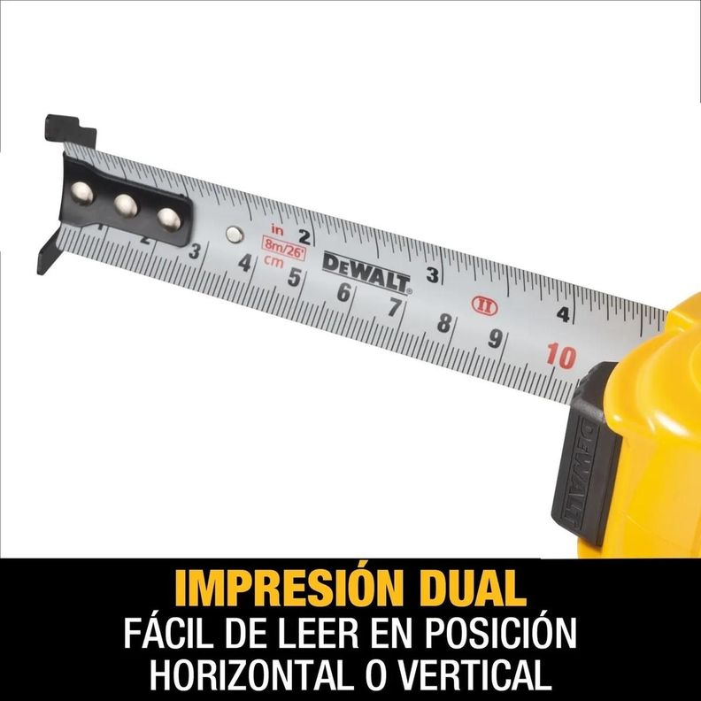 Huincha De Medir 8m/26' Diseño Compacto Dewalt Dwht34193l-2