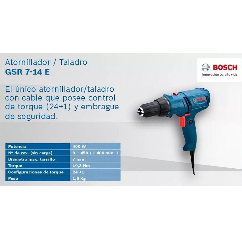 Taladro Atornillador Bosch Gsr 7-14 E 400 Watts-2