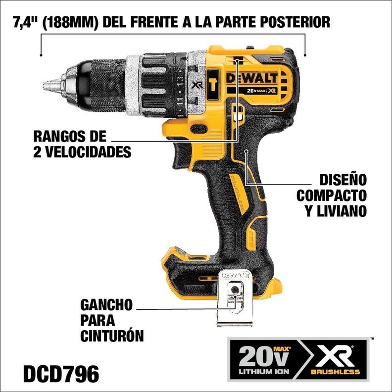 Taladro Percutor Dewalt Dcd796p1-1