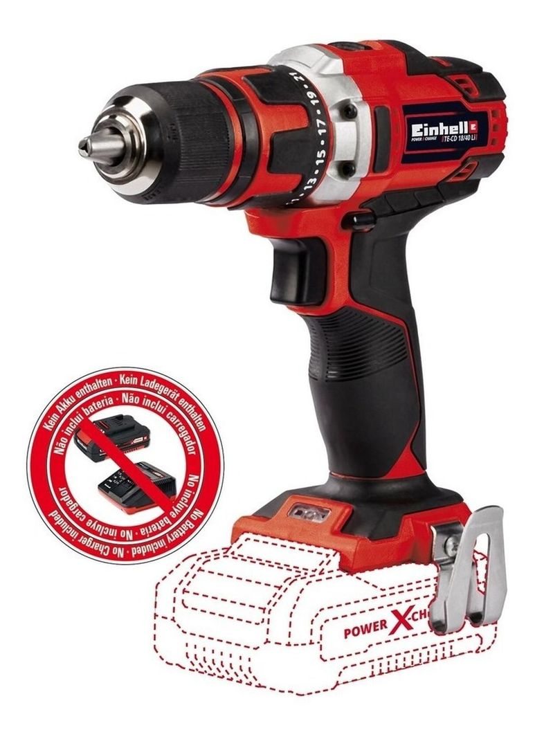 Taladro Atornillador Einhell Te-cd 18/40 Li - Sin Baterias Rojo 2 Kg
